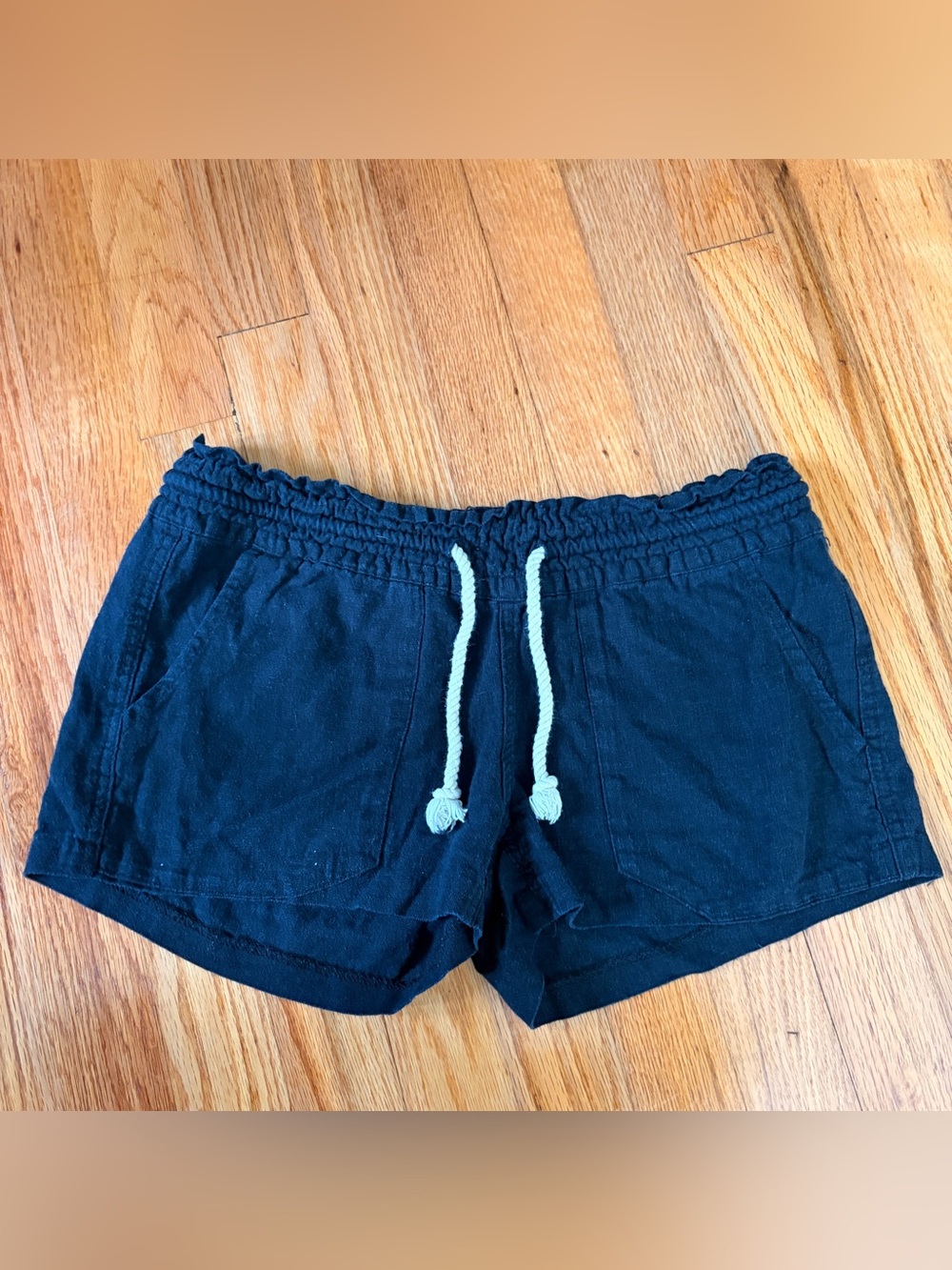 Y2K‎ Roxy Women's Black Linen Low Rise Surfer Shorts Small
